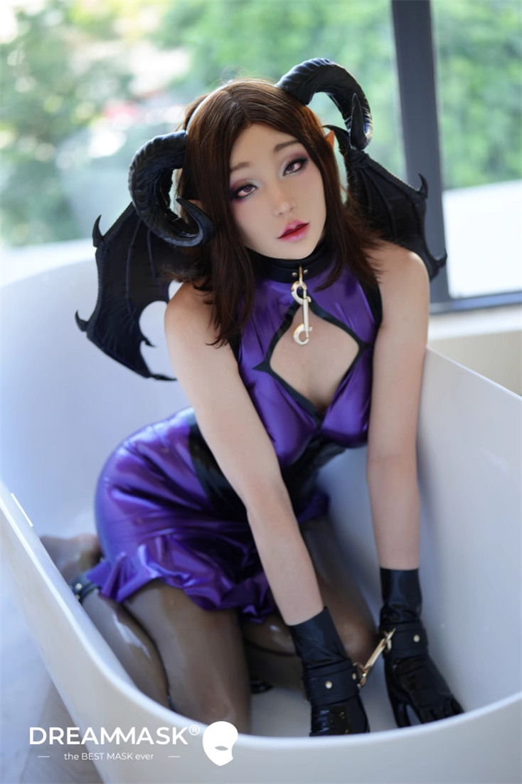 新品登場！！　M28欲姫（ヨクヒメ）　フルヘッドフィメールマスク＆D/Gカップおっぱい付き　瞳付き　柔らかいシリコン充填のおっぱい　欲望シリーズ　ノーマルメイク付き　紐付き/ファスナー付き-3