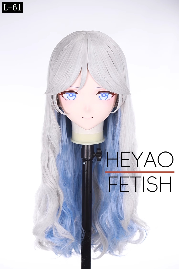 二次元美少女　フルヘッド着ぐるみマスク(L-61~L-70)　ウィッグときぐるみの一体型・後ろファスナーで着脱　高品質樹脂製　サイズオーダーメイド　ウィッグ付き全頭面　KIGURUMI変身　他のキャラクターもオーダーメイド可能　河妖工房製品　正規品保証　全国送料無料-1