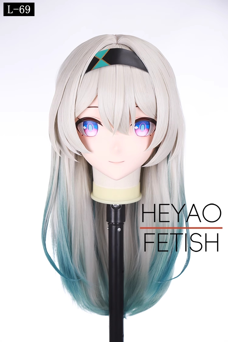 二次元美少女　フルヘッド着ぐるみマスク(L-61~L-70)　ウィッグときぐるみの一体型・後ろファスナーで着脱　高品質樹脂製　サイズオーダーメイド　ウィッグ付き全頭面　KIGURUMI変身　他のキャラクターもオーダーメイド可能　河妖工房製品　正規品保証　全国送料無料-17