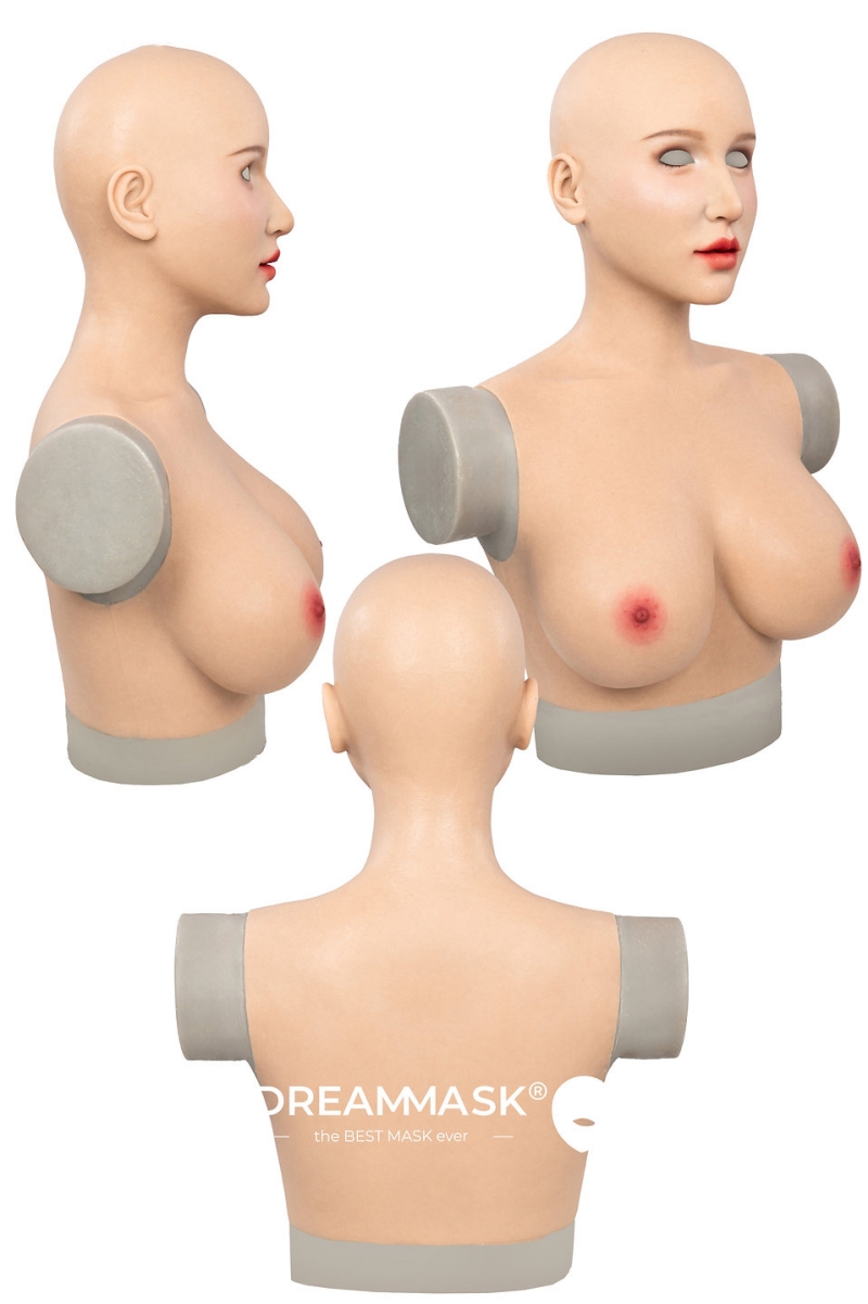 M32「Rosina ロージーナ」　普通版　授乳できるシリコン乳房　E+カップ　医療用シリコン素材製　高品質全頭マスク　アジア美人顔　ノーマルメイク/ビューティーメイク　超リアル　フィット感のすごいフィメールマスク　正規品保証　全国送料無料-3