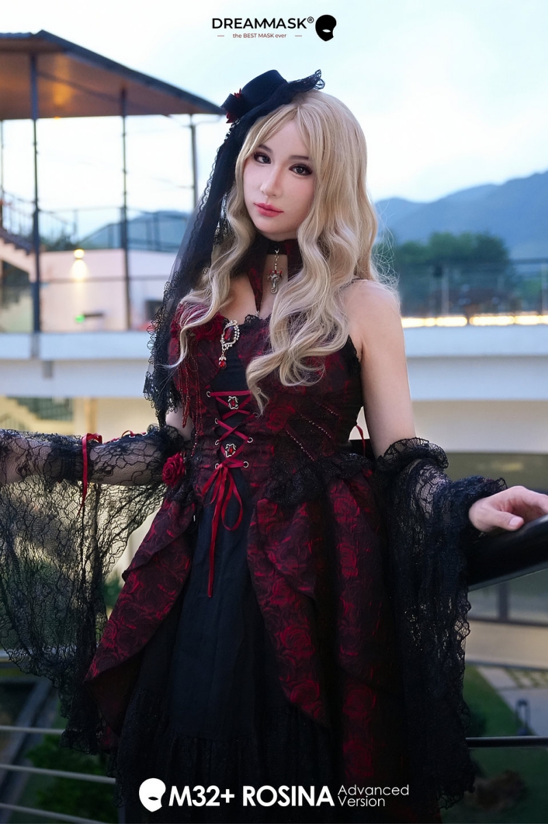 M32＋「RRosina ロージーナ」　PLUS＋版　アジア美人顔　授乳できるシリコンおっぱい　E+カップ相当　高品質医療用シリコン素材製　眉毛植毛　ノーマルメイク/ビューティーメイク　超リアル　フィット感のすごいフィメールマスク　正規品保証　全国送料無料-1